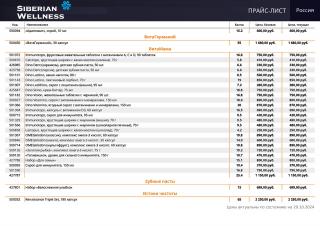 прайс лист сибирское здоровье октябрь 2024 год